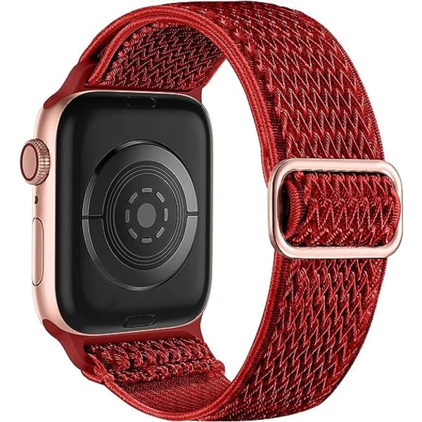 CQBB Elastiska band kompatibla med Apple Watch -band, Stretchy Solo Loop Mjuk nylon för kvinnor Män/Röd/Storlek: 49 mm
