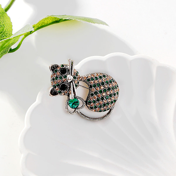 Mode e Rhinestone Katt Brosch för kvinnor Lapel Pin Bröllop Par Röd