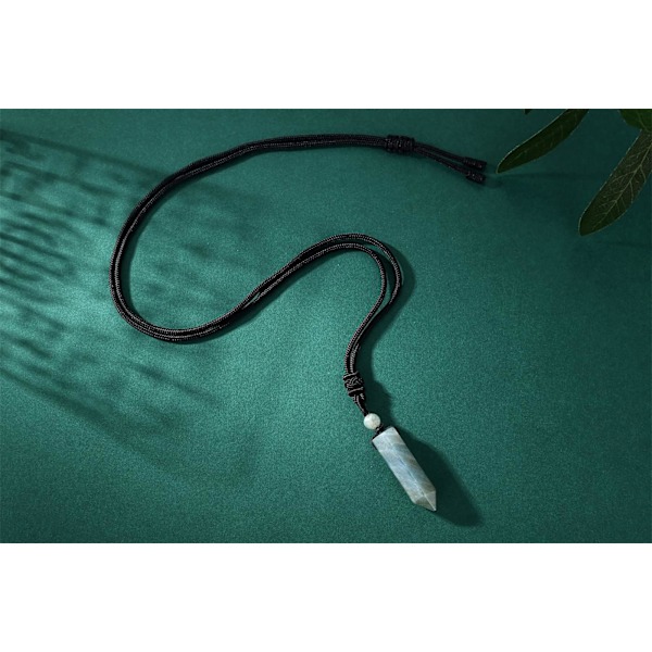Krystal Halskæde til Mænd og Kvinder, Justerbar Reb Hexagonal Spids, Helbredende Krystal, Natursten, Vedhæng, Halskæde, Ædelstens Smykker Sort Obsidian Black Obsidian