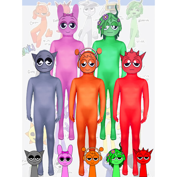 Nya Ankomster Vuxna Barn Pojkar Flickor Sprunki Incredibox Rhythm Box cosplay kostym spelstrumpbyxor 150 150 pink