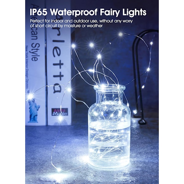 6 Pak Batteridrevne Fe-Lys, 7ft 20 LED til DIY Bryllupsdekoration White 6 Pack