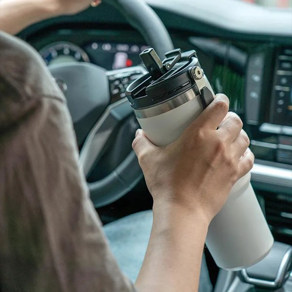 Tyeso kaffekop i rustfrit stål termoflaske Dobbeltlagsisolering kold og varm rejsekrus Vakuumflaske bilvandflaske Blå-1stk 750ML