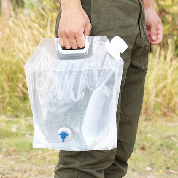 2 st Fällbara Vattentankar med Kran, BPA-Fri Bärbar Behållare för Camping, Vandring, Picknick White 5L