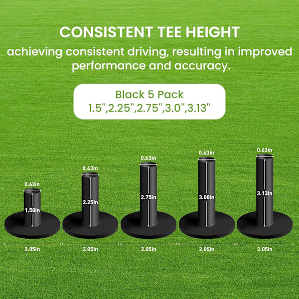 Golf-kumiteet, 5 kpl, Sekalaiset tai Samankokoiset, Kestävät Ajoalueen Matolle Black 5 Pack(1.5,2.25,2.75,3,3.13)