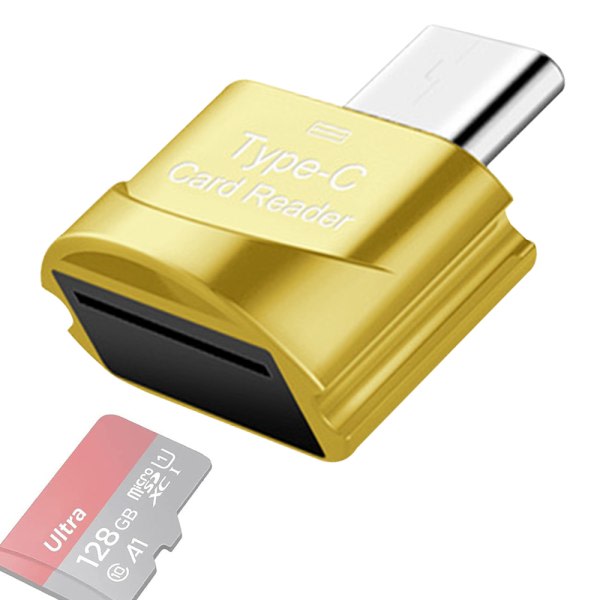 CQBB TypeC Portable Card Reader - Gold.Card-läsaradapter kompatibel med Macbook och Type C-gränssnittssmartphones