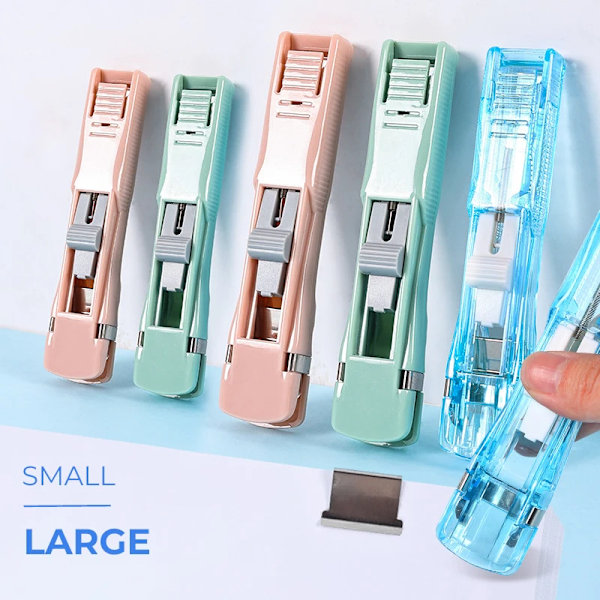 Mini Traceless Gjenbrukbar Håndklemme Push Heftemaskin Papir Bok Fil Kontor Skole Student Binding Verktøy Tilbehør Refills