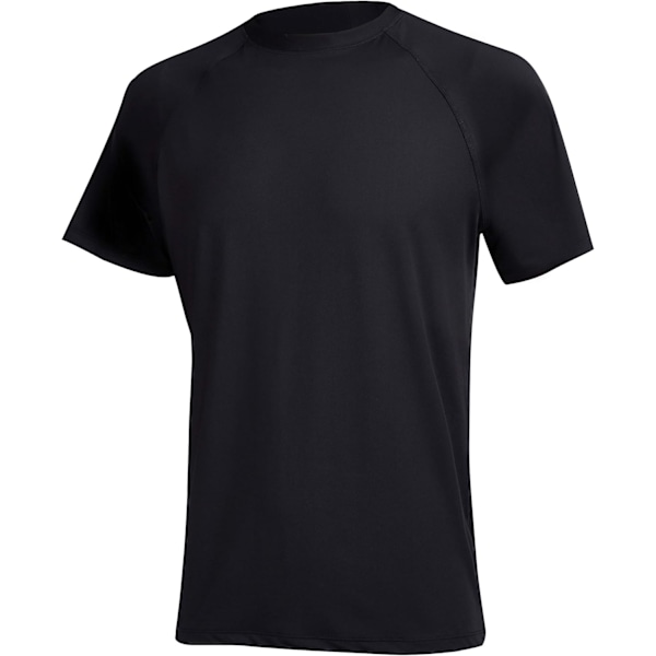 Herre kortærmet hurtigtørrende badetop surf UV solbeskyttelse badedragt (sort)M sort black m