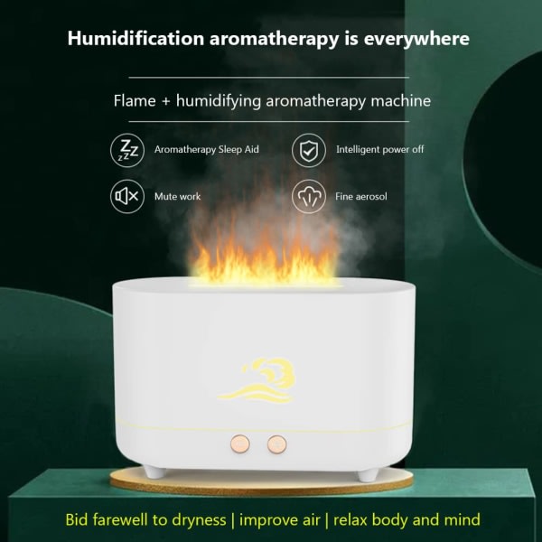 Simulerad flammediffusor luftfuktare Aromaterapi luftfräschare för hem, kontor eller yoga eterisk oljespridare med vattenlös automatisk avstängning