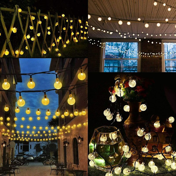 6,5 meter 30 lampor 8 funktioner 1,7 bubbelboll varmvit ljus utomhusfestival dekorativa lampor, för inomhus och utomhus