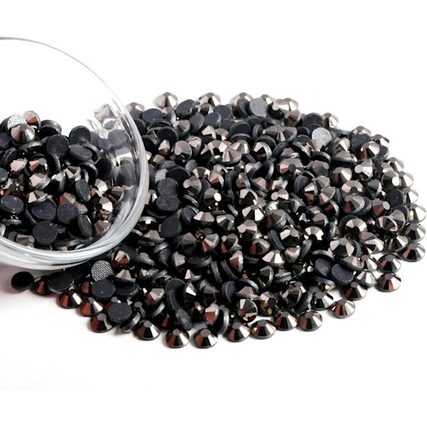 6000 stk. Hematit Hotfix Rhinestones, SS10, 2,7-2,9 mm til Håndværk & Tøj Hematite SS10