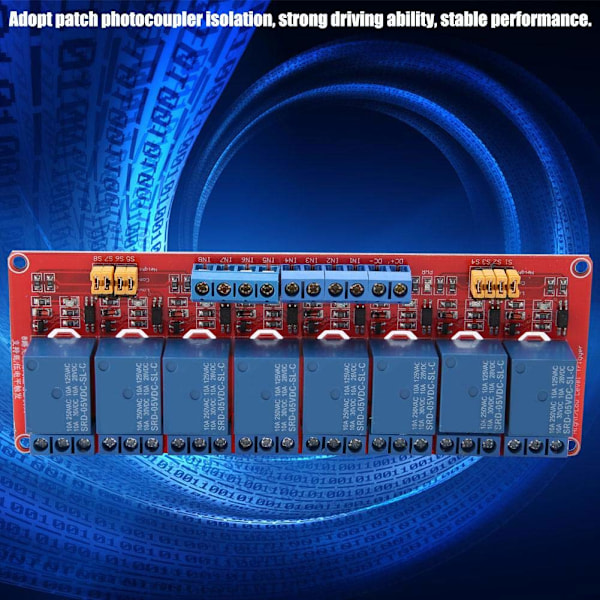 8-kanals relæmodul relækort med opto-kobler lavniveau-trigger udvidelseskort til Arduino 5V/12V/24V (24V)