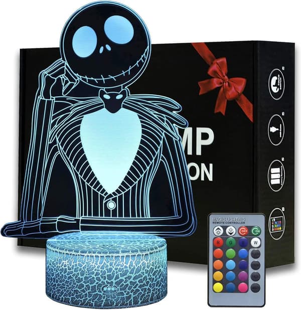 Halloween Town Gresskar Konge Jack Skellington 3D Illusjon Lampe