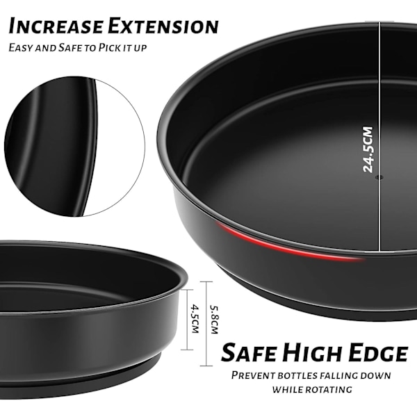 Metal Lazy Susan Skivspelare Skivspelare Skåp Organizer Roterende Kryddställ Kylskåp Skivspelare Förvaring För Skåp Kryddor Flaskor 25,5 cm Svart