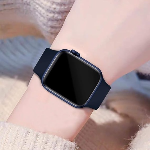 CQBB Band kompatibla med Apple Watch 42 mm 44 mm 45 mm 49 mm, ersättningsarmband för sporttillbehör i mjuk silikon för kvinnor män（marinblå）