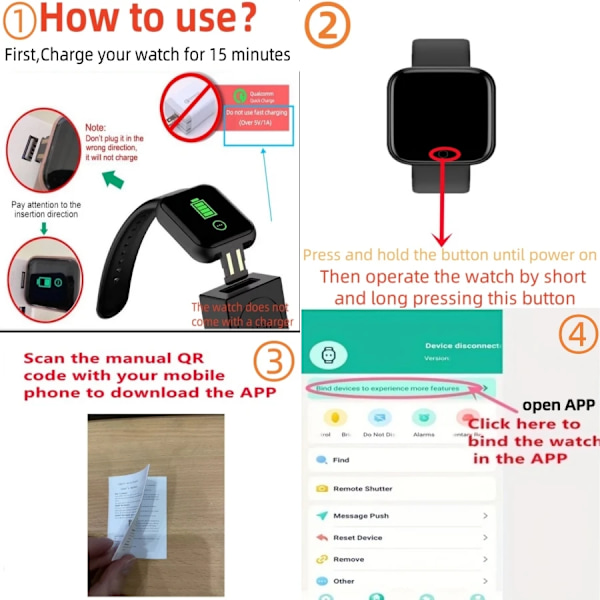 Multifunktionell smartklocka för män, kvinnor och barn med meddelandepåminnelse, musikkontroll, sport, steg, kalorier D13 Smartwatch larmklocka 116P Lus svart