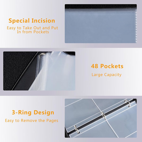 Booster Pack-mapp, rymmer 48 Booster Pack, 4-ficks Booster Pack-hållare med 12 Booster Pack-ärmar, Booster Pack Display Protector-mapp är en gåva