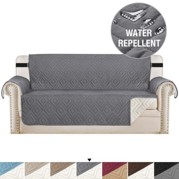Vattentätt och halkfritt soffskydd med elastiska band Tvättbart soffskydd Gråbrun Hölje till enkel soffa