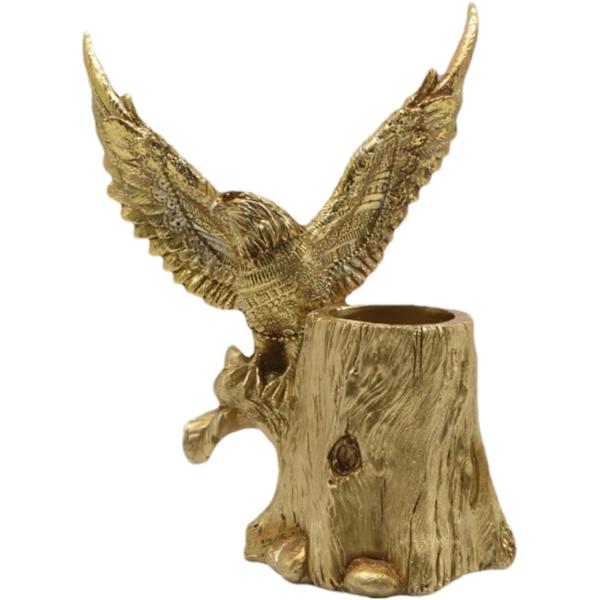 Ørnestatue Penneholder - Realistisk Harpiks Stub Ørn Organisator, Dekoration til Stue, Kontor Guld