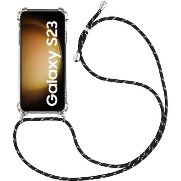 CQBB Halsbandsfodral till Samsung Galaxy S23 Anti-Scratch Förstärkt TPU med Lanyard Black