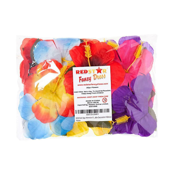 30 stykker Hawaiian fargerike HIBISCUS kunstige blomster borddekorasjon og midtpunkt festdekorasjon Farge Tilfeldig