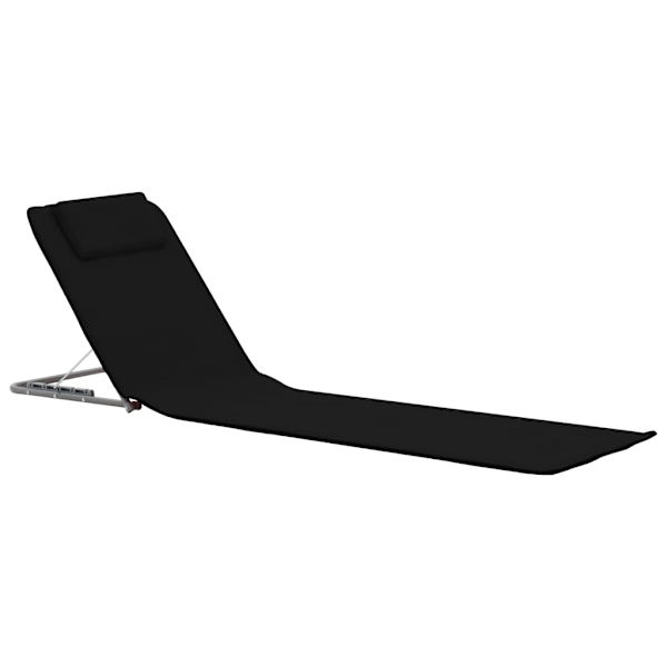vidaXL Sammenklappelige strandmåtter 2 stk. stål og stof sort Black Svart