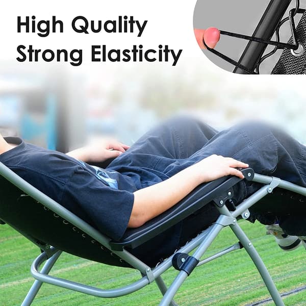 Udskiftningssæt til Zero Gravity Stol, Universelle Reparationssnore til Liggestole, 4 Stk., Sort