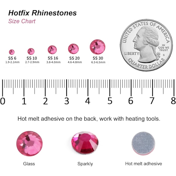 1600 stk Rose Hotfix Rhinestones for DIY Håndverk, SS20, 4.6-4.8mm Rose SS20