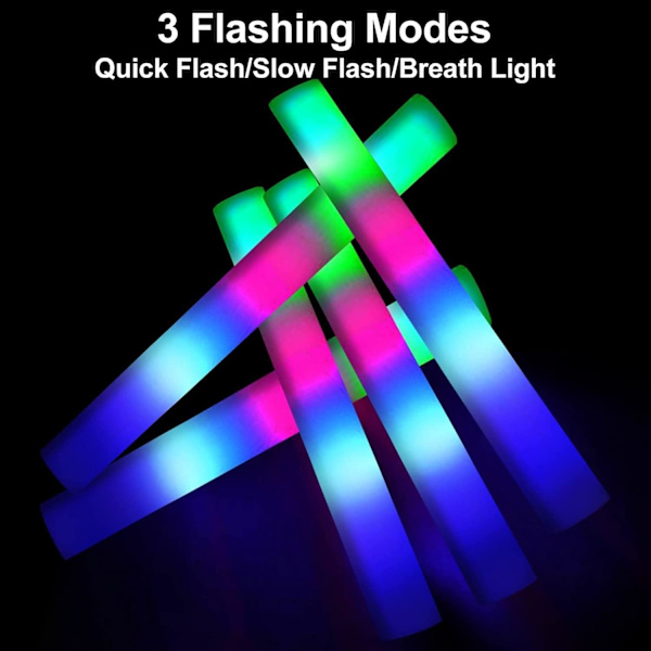 16-pakkaus 16 tuuman vaahtomuovi Glow Sticksejä, LED-juhlatarvikkeet 3 värimuutoksen kanssa Multi Color 16