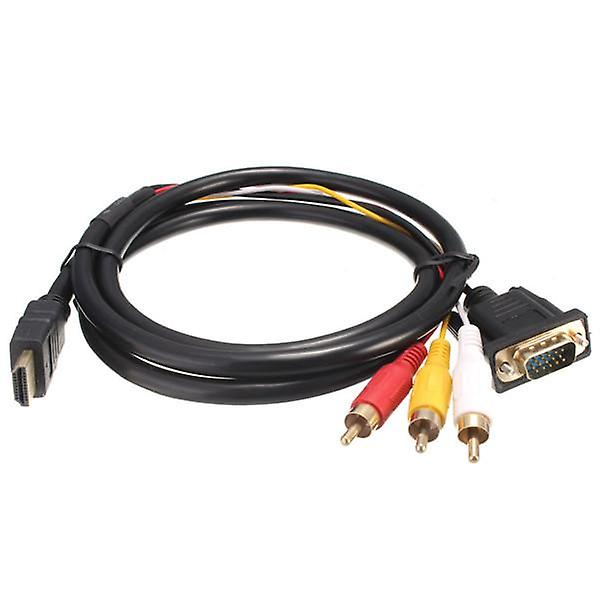 CQBB 1,5 m 5 Ft HDTV HDMI till VGA HD-15 3 RCA Converter Adapter Connector Kabel