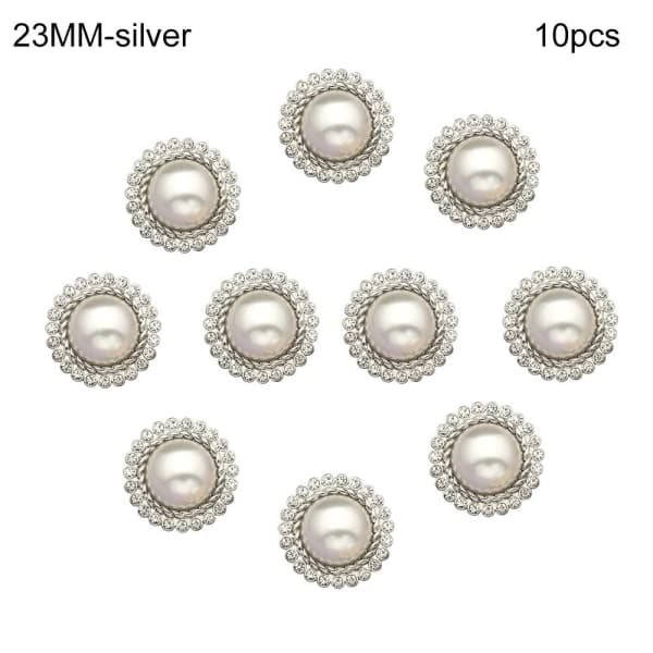 10 stk Perlekledde knapper Skjorteknapper SØLV 23MM 10stk sølv 23MM 10stk—maks