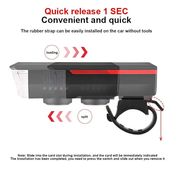 Oppladbar sykkelhornlykt | Frontlykt Usb oppladbar sykkel - Sol LY-17