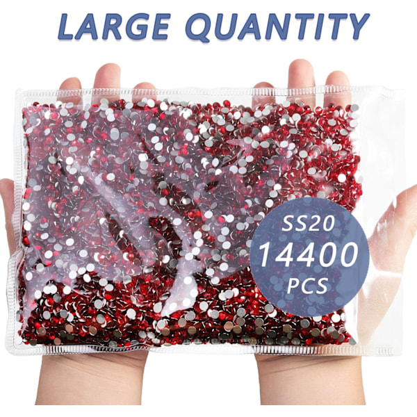 14400 stk Røde Flade Rhinestones til DIY Håndværk, Lys Siam, SS20, 4,6-4,8 mm Light Siam SS20/14400pcs