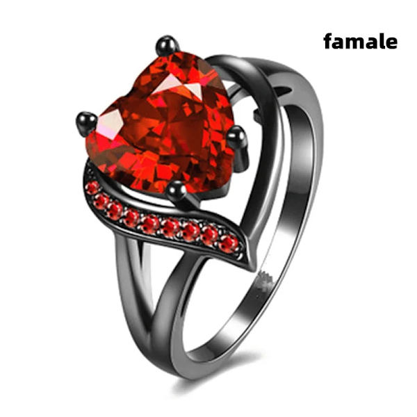 Charm Par Ringar För Män Rostfritt Stål Keltisk Drake Hjärta Red Zircon Kvinnor Bröllopsringar Set Alla Hjärtans Dag Smycker Y woman 6