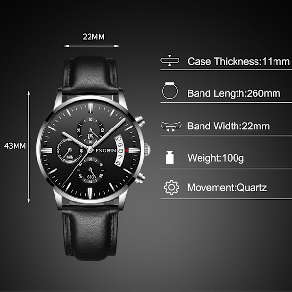 Fritids Analog Kvarts Armbandsur Herrar Affärsur Mode Datum Kalender Klocka Vattentät Luminous Watch Rostfritt Stål Armband för Män Svart A Black A