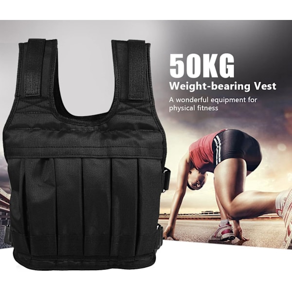 50 kg viktväst, styrketräningsjacka med 12 fickor, skumdyna för stötdämpning