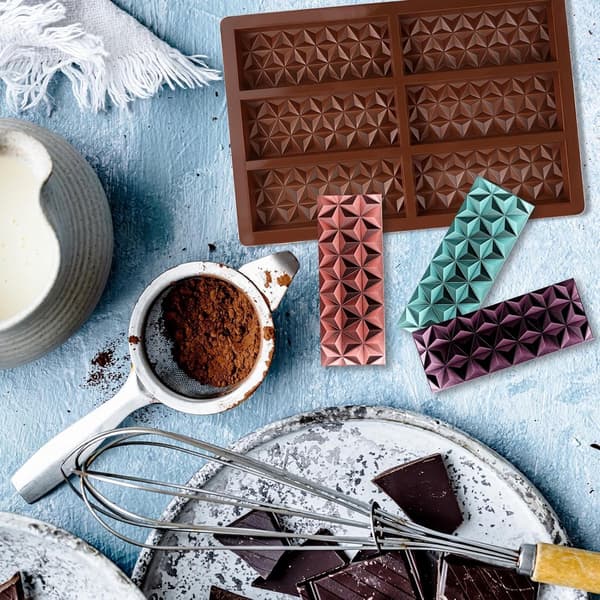 Chokoladebageform - Bageform - Dyb chokoladeform med 6 hulrum - 25 cm - Silikone - BPA-fri