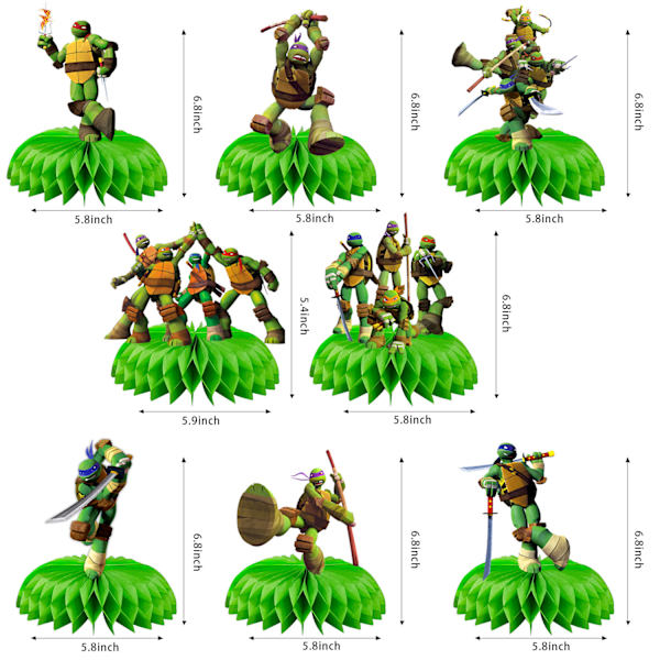 8 stykker, ninja turtle tema festdekorasjon bordsdekorasjon side