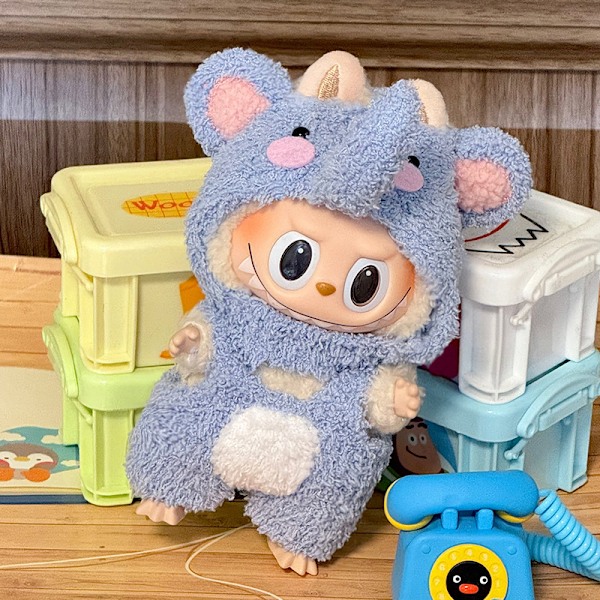 /NC/Fashion Lyxig Stil 17cm Söt Tecknad Leksak Endast Kläder Ingår Labubu Kläder Elephant (headband + clothes)