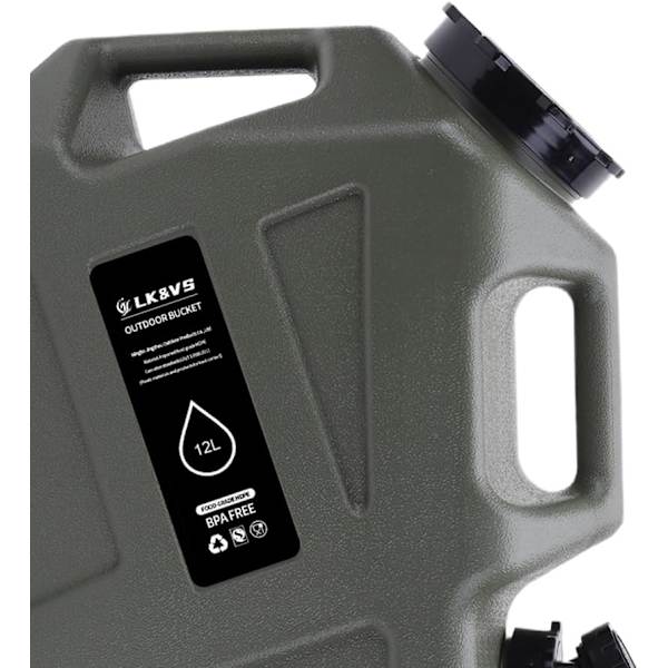 12L Kannettava Veden Säiliö Hanaan ja Puhdistusharjalla, BPA-Vapaa Leirintään Army green