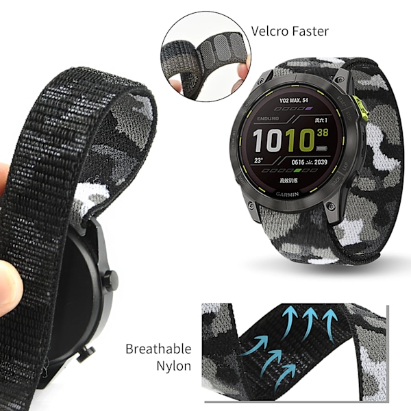 26 mm 22 mm Officiel nylon til Garmin Enduro 2/Fenix ​​6X 6 Pro 5X 5 Plus 7X 7/Epix Gen 2 Ultralet Smart Watch Band Armbånd H 26mm Fenix 7X-3HR