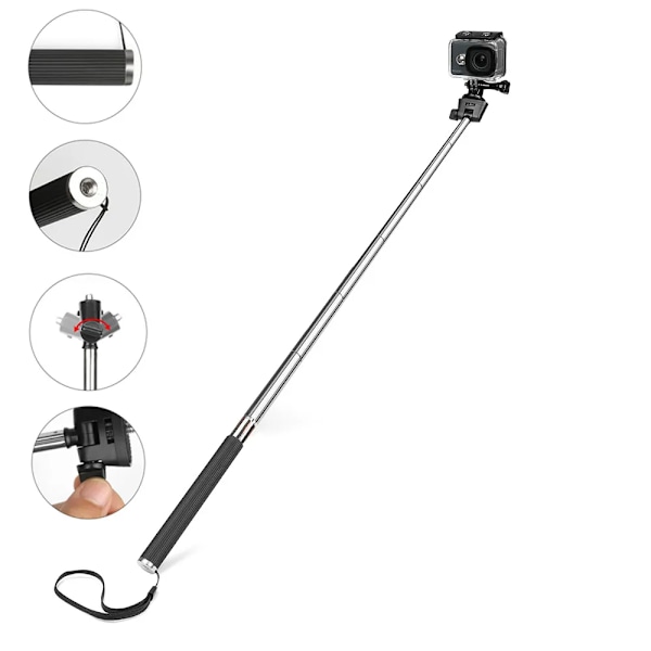 Selfie Stick Självutlösare Artefakt Handhållen Teleskopfäste Adapter Edge Monopod Selfie Stick För Gopro Action Kamera