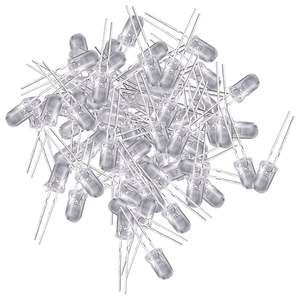 100 stk. 5 mm varmhvide lysdioder DC 3V 20mA glødelampe elektroniske komponenter lysemitterende diode