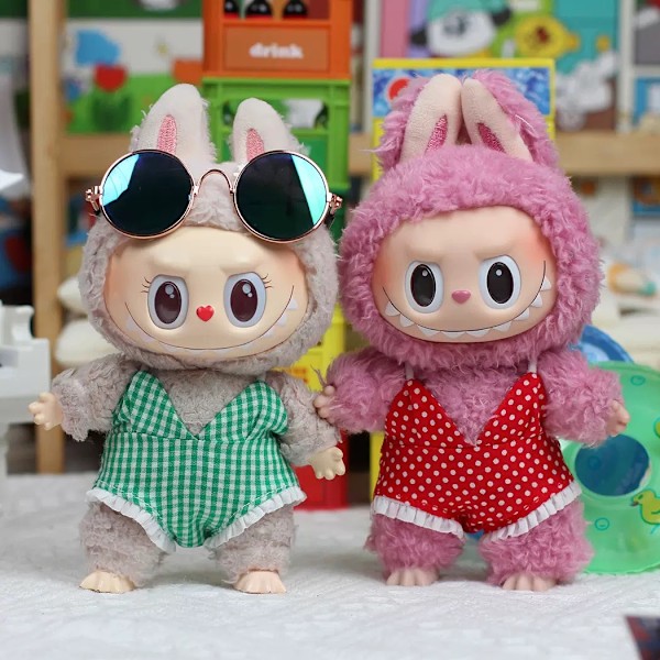 /NC/NY 2025 Sommer 17cm Labubu Tøj Søde Bølgebryder Badedragt Labubu Tøj Labubu Tøj DIY Cosplay Plyslegetøj Tilbehør 1