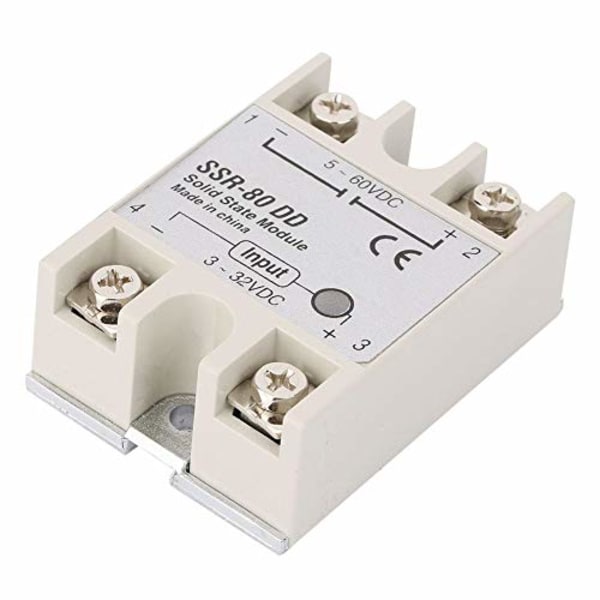 SSR-80DD 3-32VDC till 5-60VDC 80A utström DC-AC Solid State Relay SSR-modul för industriell automatiseringsprocess (1 st) 1Pc