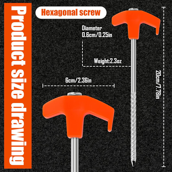 10-pack Campingspikar, Stabila Tältförankringar (20 cm)