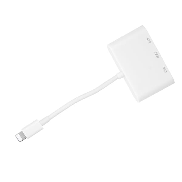 For IOS til Dual USB Expansion Dock Interface OTG Connector Hub Converter med kameraleser_max