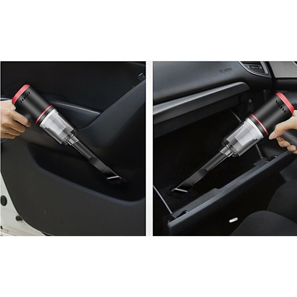 Bilstøvsuger Power trådløs opladning Mini Bærbar bilstøvsuger til hjemmet biler (Cool Black Trådløs opladning ~ Dobbelt brugsmodel til bil