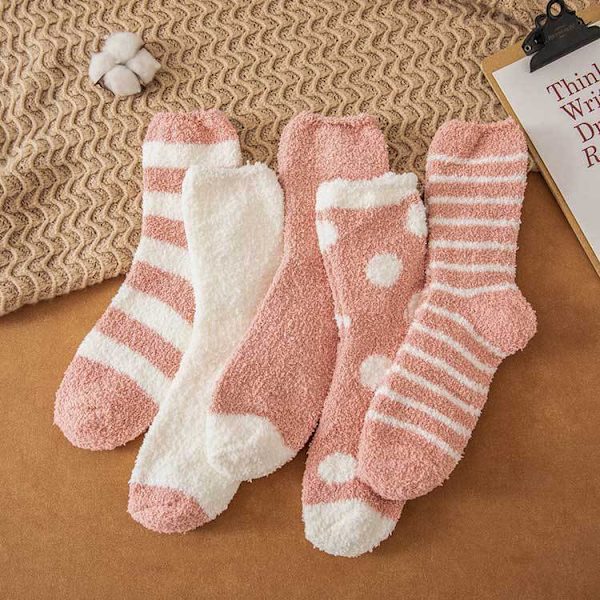 5 par korallfleece strumpor