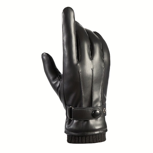 1 par fingerhandskar för män och kvinnor, tunna andningsbara halkfria körhandskar i läder med pekskärm för utomhusbruk (22*24 cm) Svart