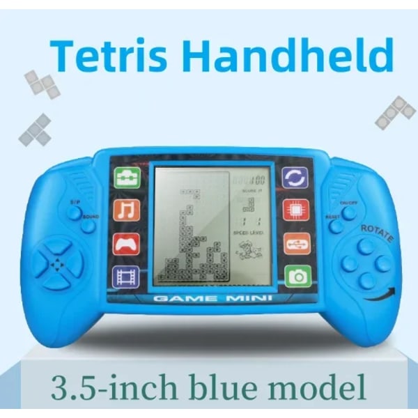 Bærbar Klassisk Nostalgisk Tetris Spilmaskine Pædagogisk Legetøj Skærm Håndholdt Pocket Gaming Player Elektronisk Legetøj Blå